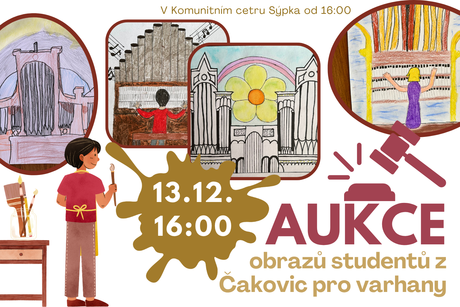 Spojte v jeden den adventní trhy na kouzelném náměstíčku u kostela s aukcí, jejíž výtěžek poputuje na obnovu varhan. V sobotu 13. 12. od 16:00 hod. v Sýpce.